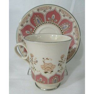 Franciscan Madrigal 1971-83 Cup & Saucer Set Pink Modern Moroccan Floral Design